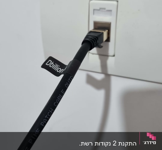 כבל רשת מחובר לשקע קיר